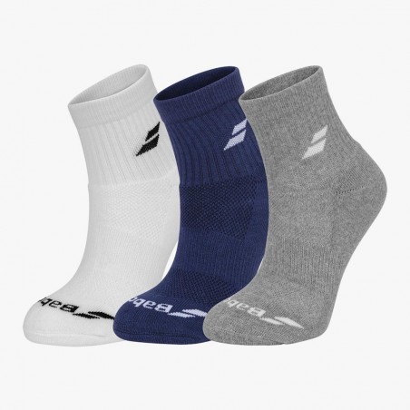Calcetines Babolat Quarter Pack3 Pares White/Estate Blue/Grey